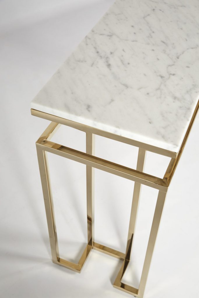 ROOBBA Elane Gold Marble Console Table