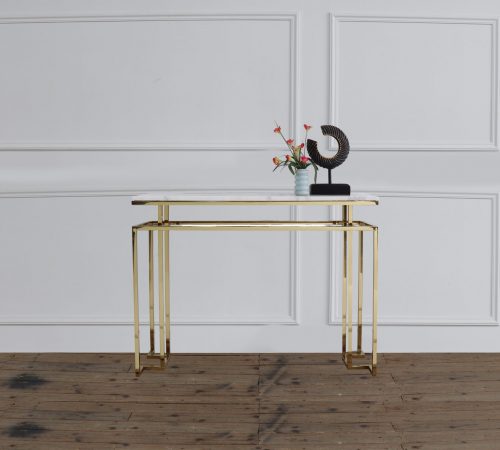 ROOBBA Elane Gold Marble Console Table