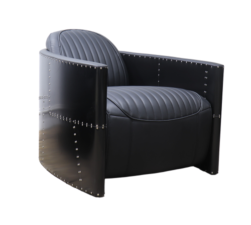 Todd Vintage Black Leather Armchair Side