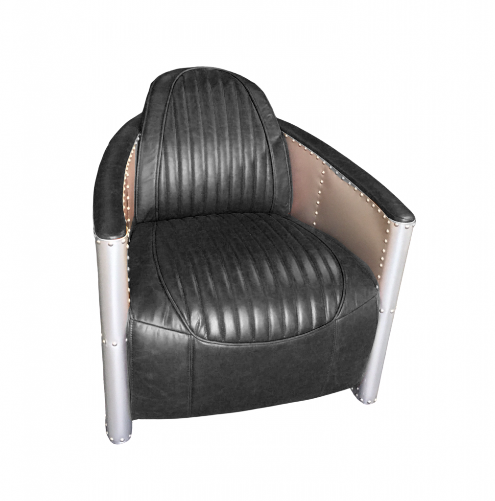 Teddy Vintage Black Leather Armchair Front
