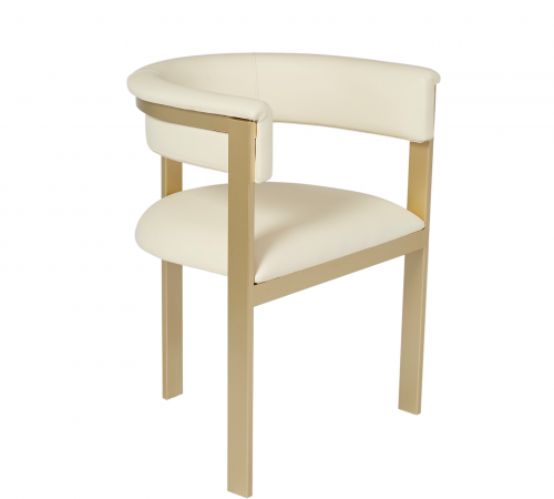 Cream Faux Leather & Gold Metal Stunning Modern Dining Chair ROOBBA