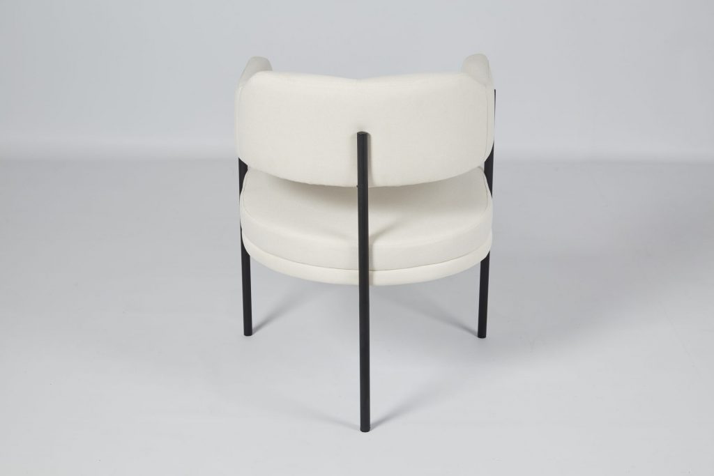Cream Fabric & Black Metal Comfortable Modern Dining Chair ROOBBA