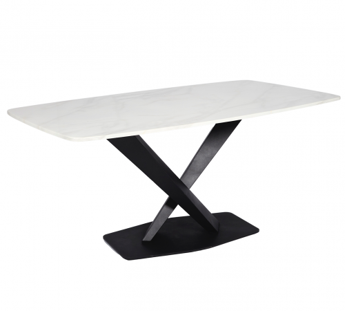 Faux Marble & Black Metal Modern Rectangle Dining Table ROOBBA