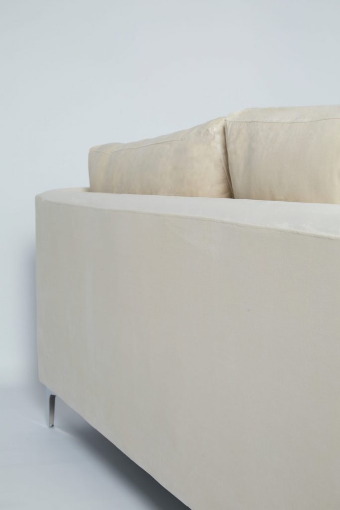 Cream Velvet & Chrome Stunning Modern Hotel Style Comfortable Corner Sofa ROOBBA