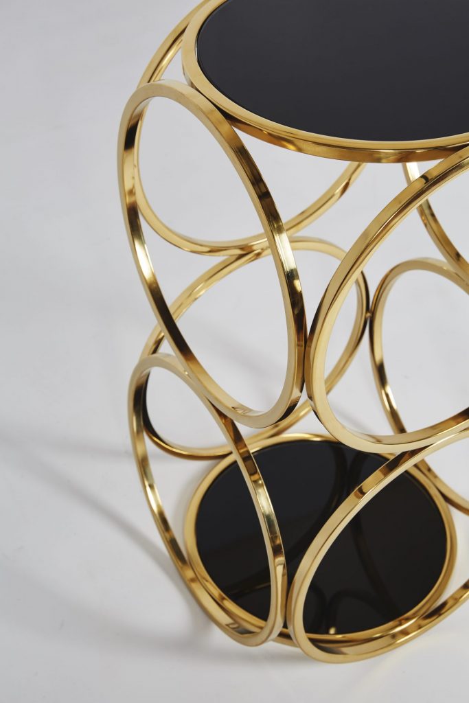 Milo Gold Chrome Black Metal Side Table Stunning Design Cheap ROOBBA