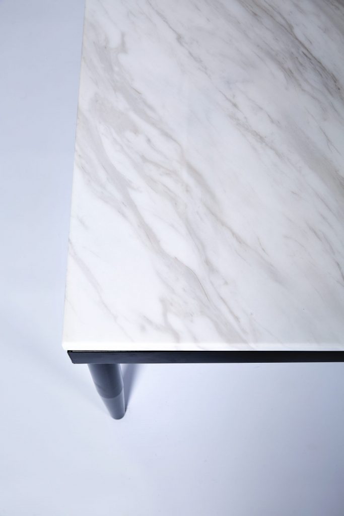 White Faux Marble & Black Metal Stylish Modern Square Coffee Table ROOBBA