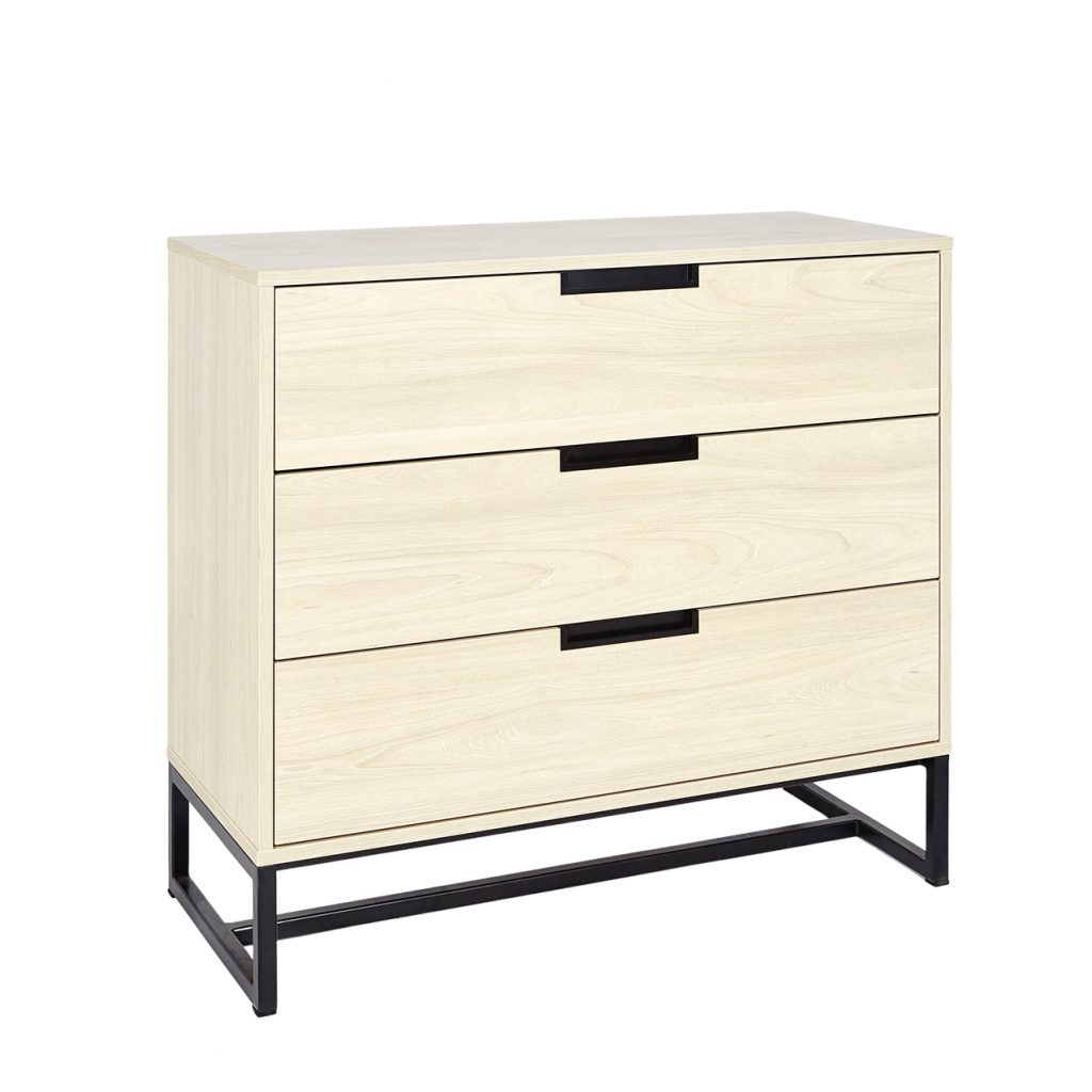 Black Metal & Light Maple Wooden Chest of Drawers ROOBBA