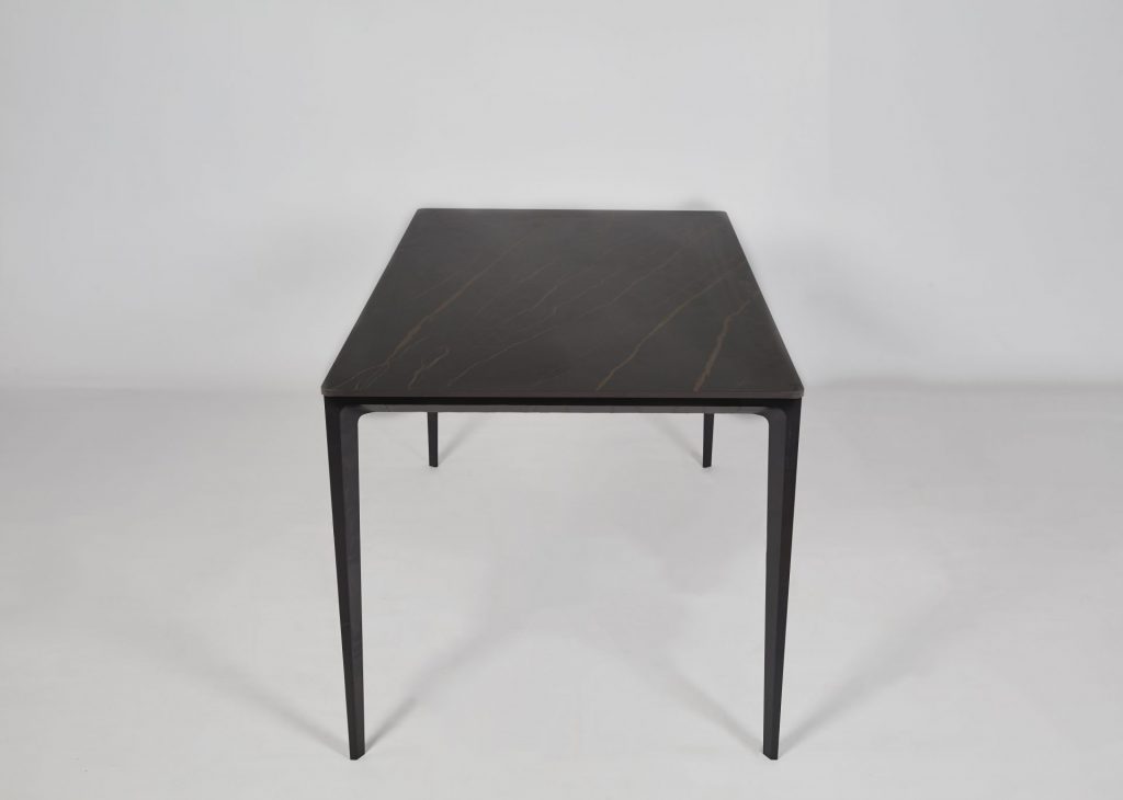 Black Stone Dining Table Marble Effect Stylish Modern ROOBBA
