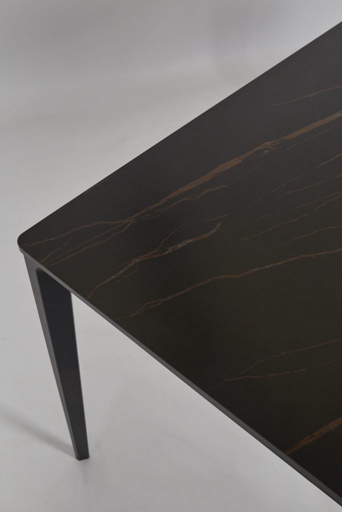 Black Stone Dining Table Marble Effect Stylish Modern ROOBBA