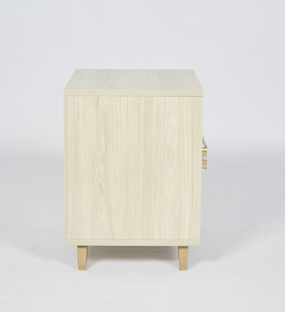 Gold Metal & Light Maple Wooden Bedside Table ROOBBA