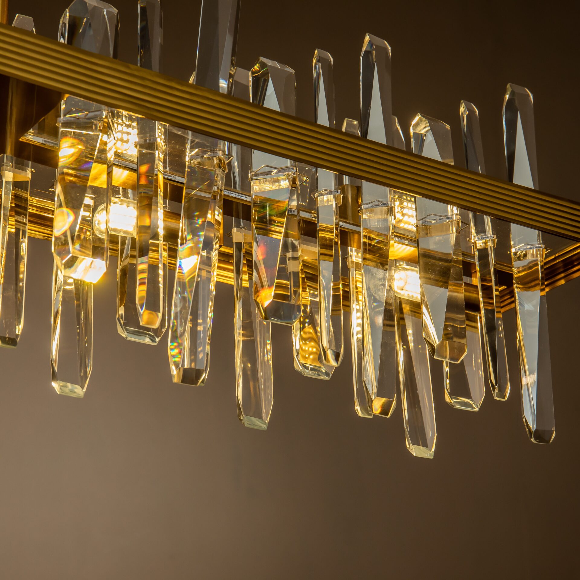 ROOBBA Laurel Modern Brass and Glass Crystal Ceiling Light Pendant